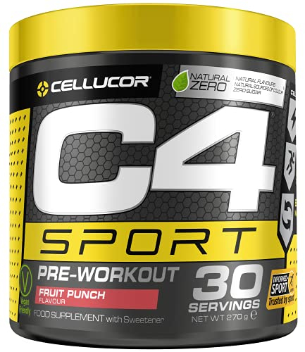 C4 Sport Pre Workout Powder Fruit Punch 30 Servings | Zero Sugar Pre Workout with Creatine Monohydrate 3.409g, Beta Alanine 1g, L Citrulline 0.55g, Caffeine 135g | Informed Sport Certified