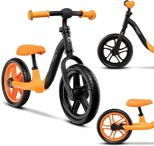 Lionelo Alex Laufrad Kinder Fahrrad bis 30 kg Sattel und Lenker einstellbar 12 Zoll Eva Schaumräder robuste Konstruktion Lenkeinschlagsbegrenzung EN 71 (Orange)