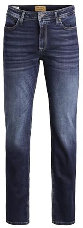 JACK & JONES Jeans Regular Fit Denim Stone Washed Mid Waist mit Heller Naht JJICLARK JJORIGINAL, Farben:Blau,Größe Jeans:W34 L30,Z - Länge L30/32/34/36/38:L30