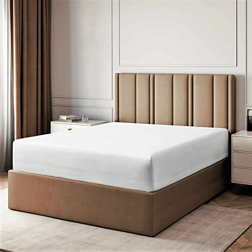 Filo Magico Extra Deep 12/30cm Fitted Sheet | T200 100% Egyptian Cotton Bedding Sheet | Luxury Hotel Quality Non-Iron Fitted Bed Sheet (White, Double)