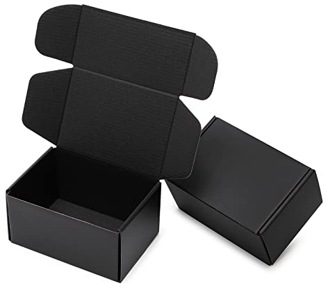 Mcfleet 6x4x3 Small Black Shipping Boxes - 24 Pack Corrugated Cardboard Mailing Box Packaging for Small Business - Tab Locking Literature Mailer Flat Empty Gift Packing Supplies