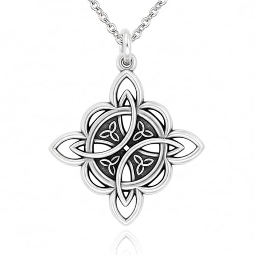 Collar Nudo de Bruja Original de 32mm en plata - Amuletos de la suerte y proteccion, capaz de crear y repeler hechizos - Con cadena de 45cm se envía en una caja de regalo
