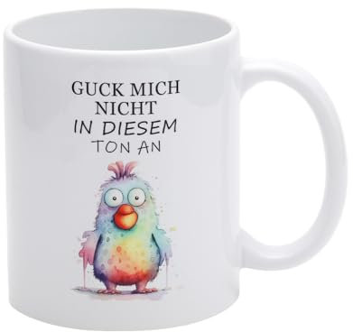 Tasse aus Keramik, Kaffeetasse Tasse Guck mich nicht in diesem Ton Spaß Arbeitskollege Geschenk Freunde Geburtstag Tasse Keramikbecher mit Motivdruck