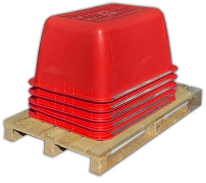 UvV Mörtelkübel 5 Stück 2. Wahl rot-orange 200l Grossbehälter, Futtertrog, Aufbewahrungsbox stabil, wasserdicht (mit Stahl Randverstärkung)