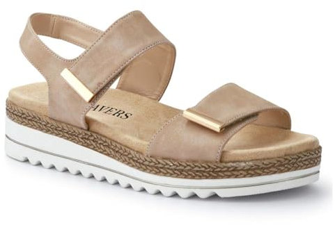 Dual Touch-Fastening Sandals - Beige Size 6