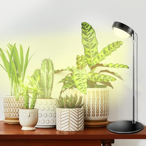 fayleer Lampada per Piante con Lente Ottiche Luce di Coltivazione da Tavolo con Timer 6/12/18 Ore Lampada da Coltivazione a Spettro Completo Luce di Crescita per Frutta Verdure Fiore
