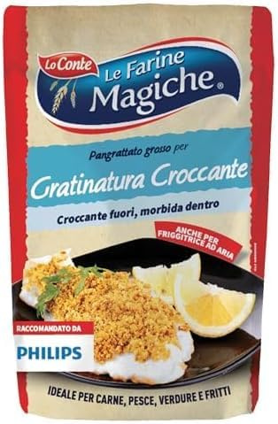 Le Farine Magiche Pane per Gratina Croccante, Pangrattato per Gratinare con Olio Extra Vergine di Oliva, per Carne Pesce e Verdure, Confezione da 8 x 200 g