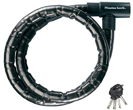 MASTER LOCK 8115EURDPS Candado, Llave, Exterior, para Bicicleta, Moto, Scooter, Unisex, Negro, 1,2 m Cable