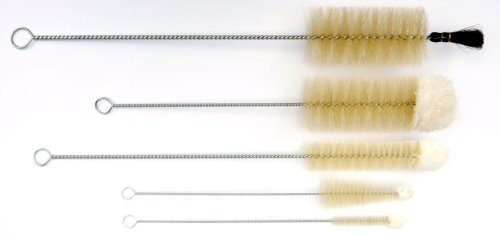 Redecker Haushaltsbürsten-Set 5-teilig: Flaschenbürsten, Reinigungsbürsten mit Wollspitze (verschiedene Größen), konische Reinigungsbürste mit Wollspitze; Borste und Baumwolle