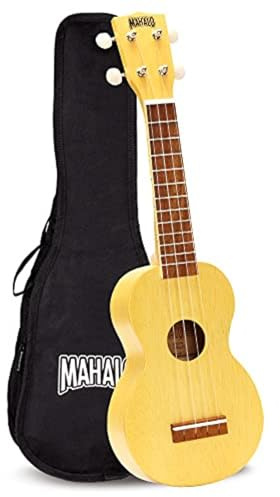 Mahalo Kahiko Soprano Ukulele for Beginners, Quality Musical String Instrument with Geared Machine Head & Instrument Case, Small Ukulele for Kids & Adults, Butterscotch