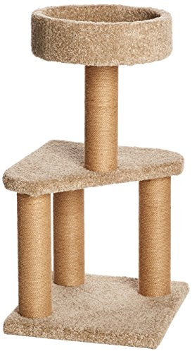 Amazon Basics Kratzbaum mit Kratzstämmen für den Innenbereich, mittelgroß, 40 x 40 x 80 cm (L x B x H), Beige