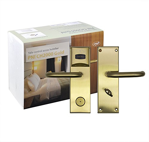 RFID Card Door Hotel Room Lock PNI CH2000L Gold Left Handed
