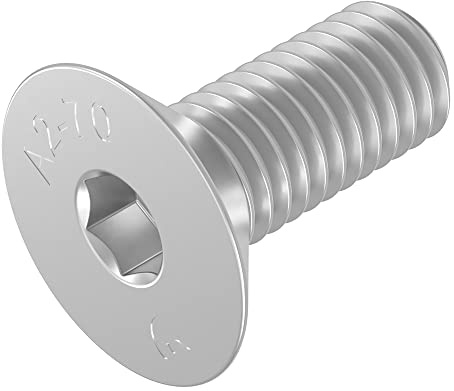 SECCARO Vite a testa svasata M6 x 16 mm, acciaio inox V2A VA A2, DIN 7991 / ISO 10642, esagono incassato, 20 pezzi