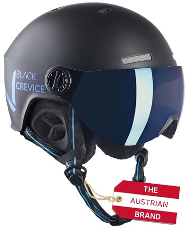 Black Crevice Skihelm SÖLDEN mit Visier, schwarz matt/blau, S (51-54)