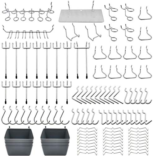 FRIMOONY Assortiment de Crochets pour Panneaux Perforés, bacs en Plastique, Verrous à Chevilles, pour les Outils d'organisation, 140pcs