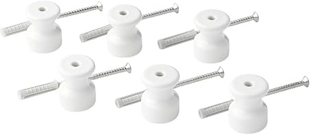 Klartext - Isolatori BELLE ÉPOQUE in stile vintage per installazione con cavo trecciato tessile, in pregiata porcellana artigianale, colore bianco lucido, Ø20mm, 6 Pz.