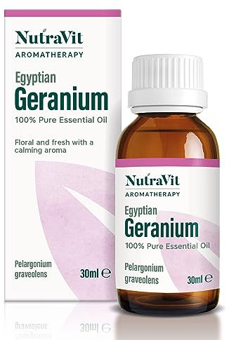 NutraVit - Egyptian Geranium Oil | 100% Pure Geranium Essential Oil - 30ml - Therapeutic Grade Aromatherapy Oil - Diffuser & Humidifier | for Skin Breakouts, Stress Relief & Better Sleep