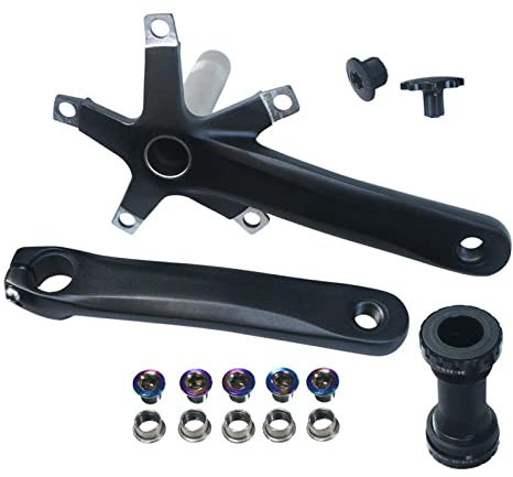 Milageto de manivelle de vélo, 152 mm 165 mm en d'aluminium pour pédalier à Vitesse Unique, pièces de réparation de vélo BCD 130 mm pour VTT, vélo, Manivelle 165mm et BB