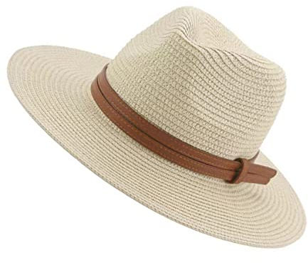 ZHjuju Stroh Sommerhut für Damen,Sonnenhut Damen Faltbarer Strohhut UV Schutz Strandmütze mit Groß Sonnen Shade schlaffer Strand Sonnenhut Breite Krempe Faltbar Strandhut UV Schutz für Reise Urlaub