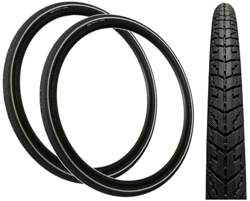 Baldys 700 x 40c Hybrid/Trekking Bike Slick Tyres 5mm Puncture Protection BLACK (Pack of 2)