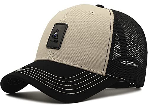 OXFUZZ Basecap Herren Große Größe Männer Trucker Cap Mesh Baseball Cap Big Head Golf Cap Frühling Sommer Mode, Khaki, 60-65cm