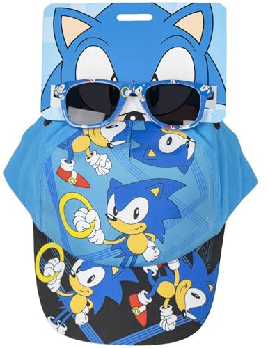 Set Gafas de Sol y Gorra Sonic - Protección UV 400 y Filtro de Categoría 3 - Gorra Infantil con Velcro Ajustable - Producto Original Diseñado en España (Gorra y Gafas Sonic Azul Claro)