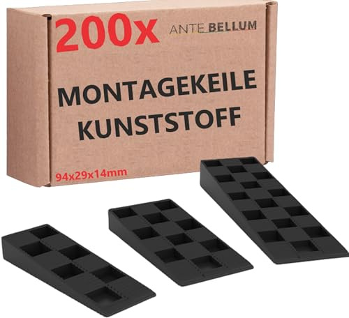 Ante Bellum 200 distanziatori in plastica – cunei di montaggio per pavimenti, finestre e porte, cunei in plastica per allineare e montare, adatti per lavori di costruzione e montaggio di mobili