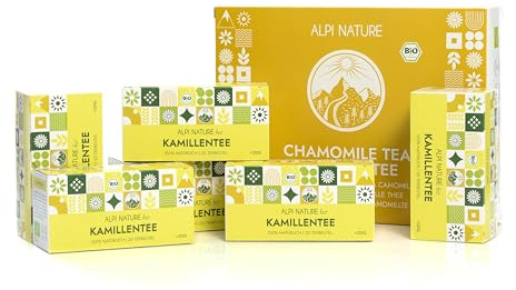 Alpi Nature Kamomill Te BIO, 120 Tepåsar 120g, Förpackning med 6 x 20 Påsar à 1g