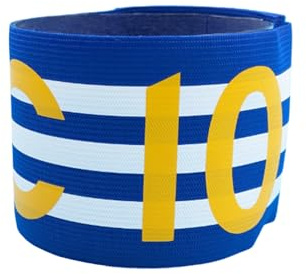 Bandeau de capitaine de football professionnel pour adulte avec bande de capitaine de football rayée avec numéro 10 élastique réglable avec déchirure et sangle pour le bras pour adultes, sport de