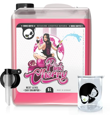 Nuke Guys Pink Cherry Autoshampoo 5l Konzentrat mit Messbecher 50ml + Dispenser - hochschäumend, mit einzigartiger Gleiteigenschaft - Auto Shampoo effizient gegen Verschmutzungen - lackschonend