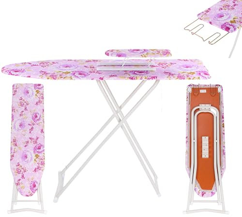 yoakaiax Ironing Board with Iron Rest, Compact Ironing Board Full Size, Height Adjustable Iron Boards Portable Ironing Boardss Foldable Irons Boards Small Space Saver, 36L x 12W Purple