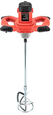 Hormigonera eléctrica con agitador - Mezclador de mortero para hormigón, cemento, pintura, mortero - Eléctrico - 1500 W - Doble hoja en forma de S - 6 niveles
