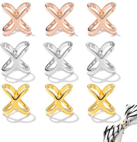 KASESSS 9 Piezas Servilleteros Individuales Elegantes, Anillos Servilletas Diseño Hueco, Anillos para Servilletas para Boda Fiesta Cumpleaños Aniversario Cena Decoración de Mesa (Oro,Plata,Oro Rosa)