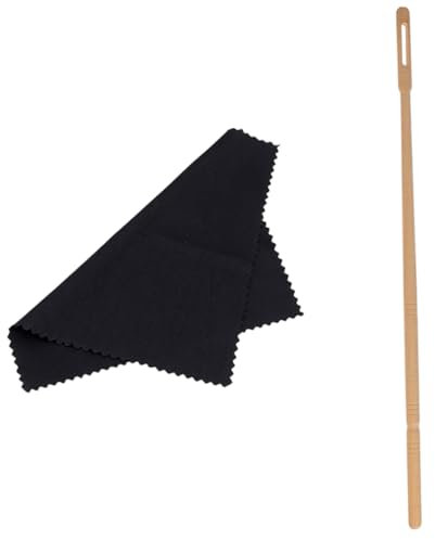 Vaguelly 1 Satz Flötenputzstab und Tuch querflöten putztuch querflöte zubehör Vinyl-Plattenspieler Flötenreinigungsstab-Tuchset Reinigungsset für Musikinstrumente für Flötenpflegetuch