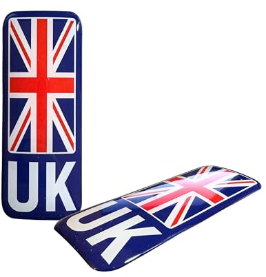 Tek Automotive Twin Pack 3D Number Plate UK Union Jack Resin Badge – självhäftande, vattentätt och juridiskt för EU-resor – UK nummerskylt klistermärken för Europa, motorcykel, motorcykel, motorcykel,