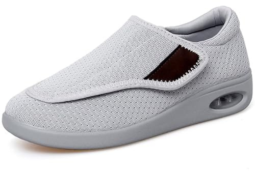 GURGER Scarpe Diabetiche Donna Regolabili Ortopedica Edema Ciabatte Larghe Traspirante Pantofole Comodo Antiscivolo Scarpe da Passeggio Grigio Taglia 40