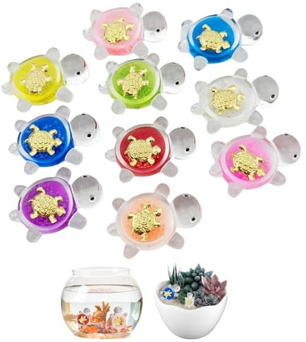 LUMOOM 10 Pezzi di Mini Tartarughe Luminose Figure di Harz, Tartarughe Leggere da 4,6 Cm, Animali Marini Luminosi, Decorazione Fai -da -Te per Giardino (Trasparente - Tartaruga in Tartaruga)