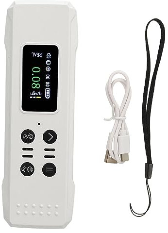 Detector de radiación nuclear Alarma de alta sensibilidad HD LCD Muestra Geiger contador γ x β Ray Home Hospital Lab ABS (White)