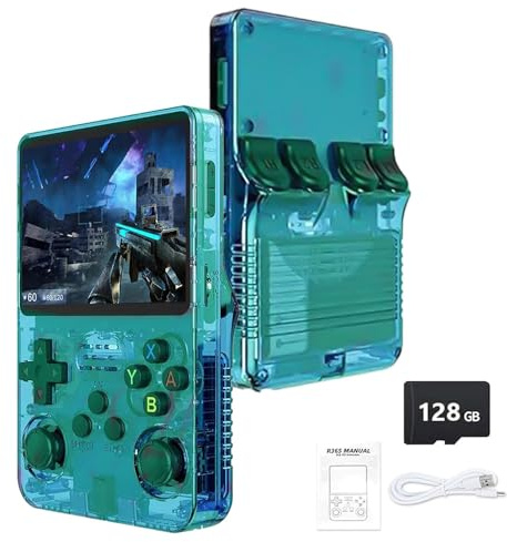R36S Retro Handheld Game Console - 21,000+ Classic Games, 3.5 IPS Screen, 64GB/128GB, Portable Linux Gaming Device (128-green)