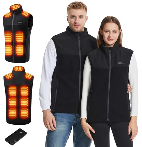 Gnkdfon Chaleco Calefactable para Hombre Mujer,Chaqueta Calefactable con 10000mah Bateria 3 Niveles de Temperatura,13 Zonas de Calefacción,Tamaño Ajustable, Eléctrico Chaleco Térmico para el Invierno