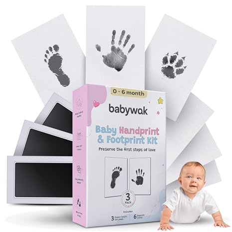 Kit impronta bambino – timbro inchiostro pulito touch, sicuro e senza contatto – ricordo nascita, regalo baby shower, impronta mano e piede neonato (0-12 mesi)