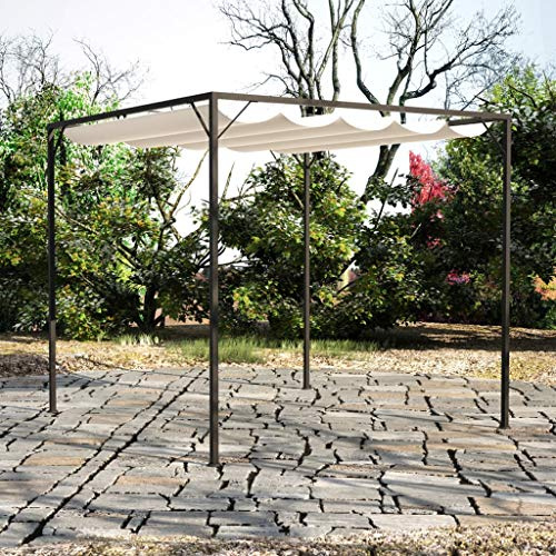 Gazebo da Giardino con Tetto Retrattile, in Acciaio e Poliestere, Design Pratico, Gazebo Campeggio, Gazebos da Spiaggia, per Giardino e Terrazzo, Dimensioni 3x3x2.3 m
