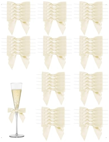 SanKristo 50 Fiocchi Piccoli in Raso per Regalo di Natale, con Filo di Ferro Confezioni Regalo, Fai da Te, Alberi di Natale, Decorazioni per Matrimoni, Giallo Chiaro