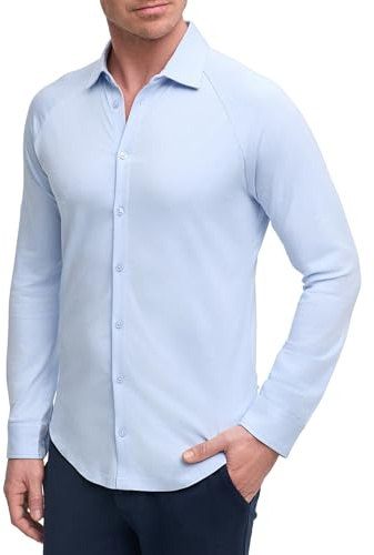 ELDO COLLECTION Chemise Homme Slim Fit Stretch en Jersey de Coton Supima® – sans Repassage – Confort Premium Business Casual