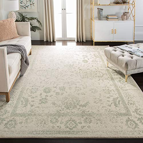 SAFAVIEH Area Rug 9x12 - Adirondack Collection - Large - Ivory & Sage, Distressed Vintage Floral Design, Non-Shedding & Easy to Clean, Ideal for Living Room, Bedroom, Dining Space (ADR109V)