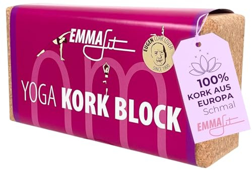 EMMAfit Kork Yoga Block Klassik I 227 x 120 x 65mm I hochwertiger Yogablock aus Kork für Yoga-Übungen I hygienisch & umweltfreundlich I nachhaltiger & langlebiger Yoga Korkblock für bewusstes Yoga