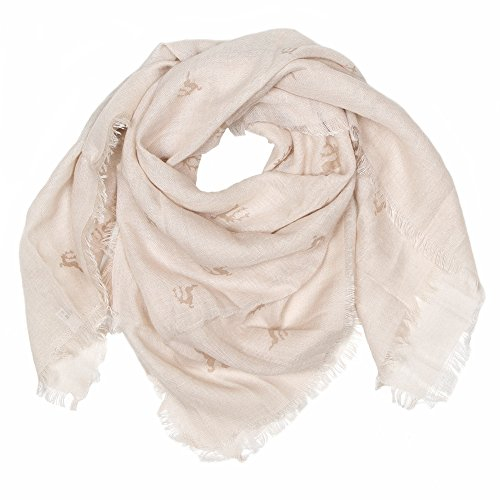 Enzianblau Trachten: Tuch Uni mit Hirschen , Trachtentuch für Damen und Herren, Oktoberfest Tuch, versch. Farben (beige)
