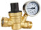Esright Brass Water Pressure Regulator 3/4 Lead-free with Gauge for RV Camper Adjustable Water Pressure Regulator,Build-in Oil (NH threads)