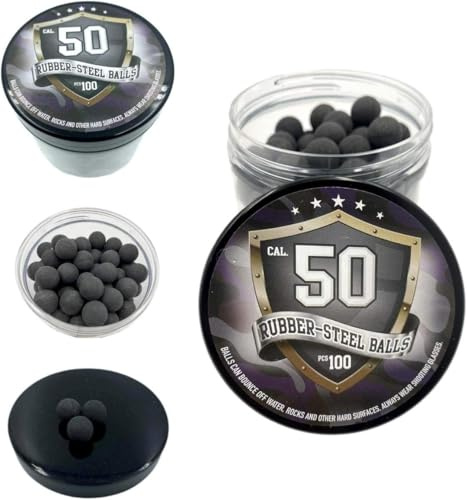 KATIX 100 x Premium Quality Hard Mix Rubber Steel Balls Paintballs Reballs for Shooting Training and Defense in 50 cal. 50 S
