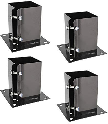BISupply No Dig 4x4 Post Anchor Square Bracket 4pk - Bolt Down Post base legno Post Post recinzione di ancoraggio, cassetta della posta, ponte
